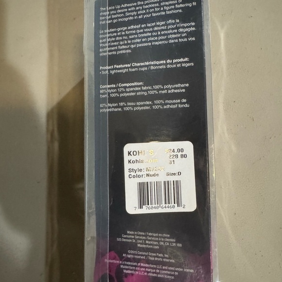 Maidenform Women's Lace-Up Adhesive Bra Size D Nude Backless and Strapless New - Picture 4 of 4